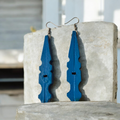 Pegs wooden blue earrings