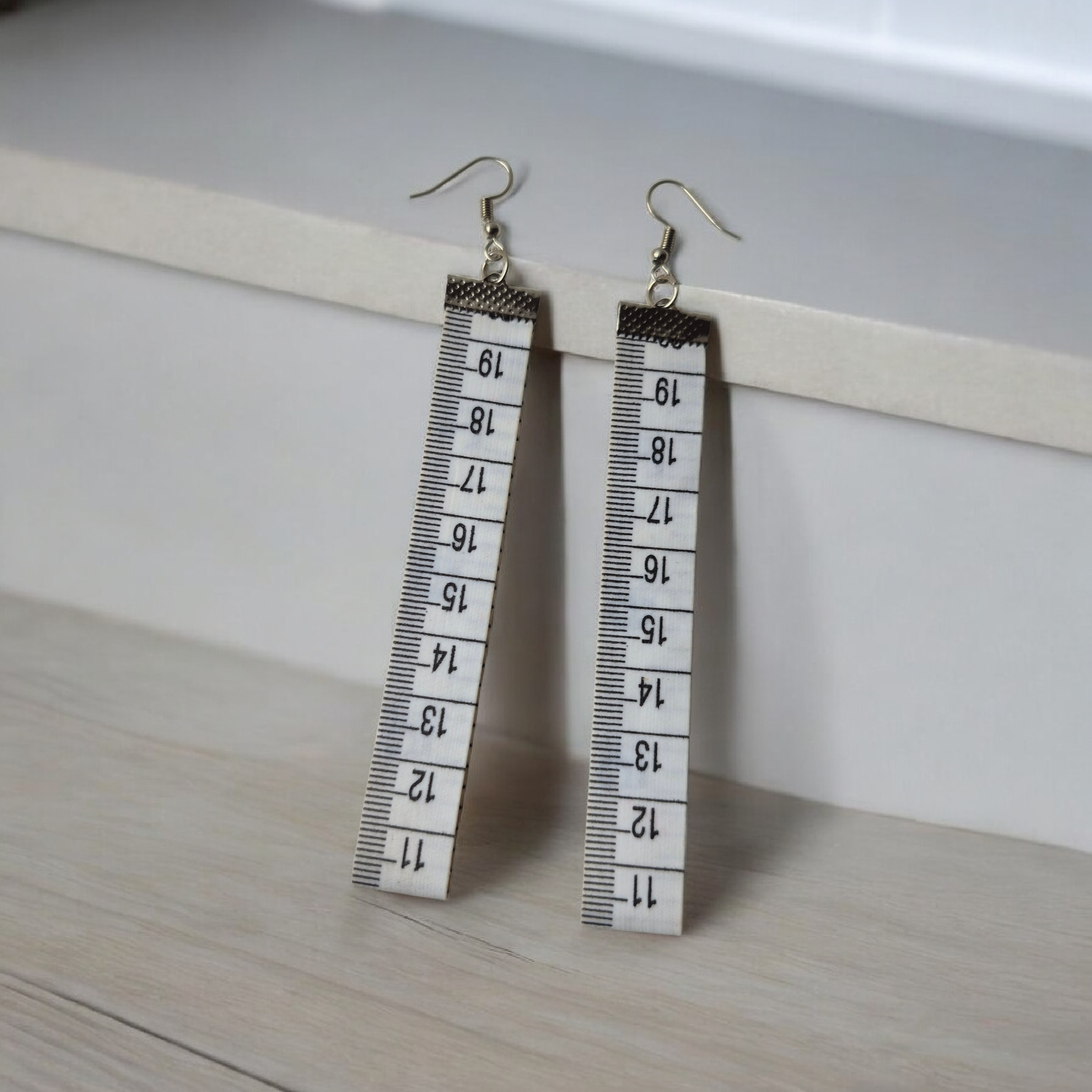 Measuring tape ruler earrings
