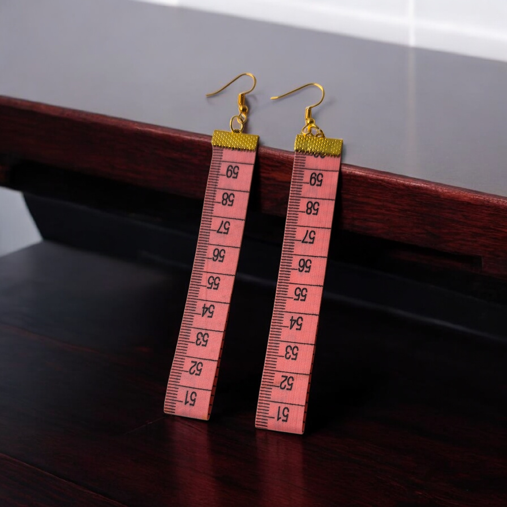 Measuring tape ruler earrings